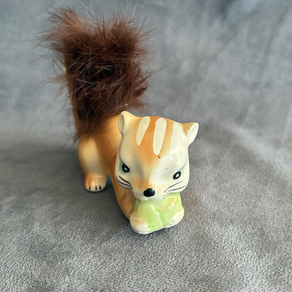 Vintage Japan Ceramic Chipmunk Figurine Woodland Animal Kitsch Decor